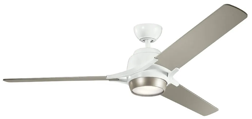 Casa Padrino Luxus Deckenventilator Weiß / Matt Silber 152 x H. 46 cm - Moderner dimmbarer Ventilator mit LED Beleuchtung und Fernbedienung - Luxus Kollektion Ausverkauf