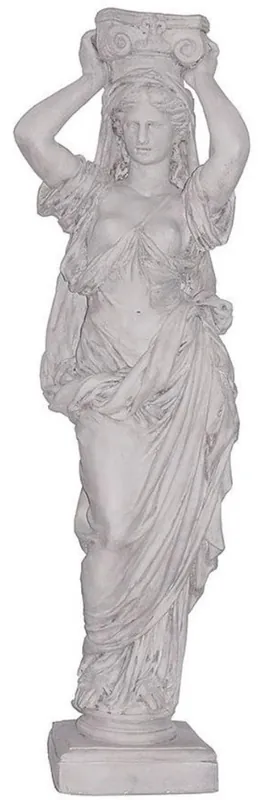 Neue Kollektion Casa Padrino Luxus Jugendstil Deko Skulptur Dame Grau 46 x 30 x H. 146 cm - Prunkvolle Keramik Statue - Handgefertigte Deko Figur - Garten & Terrassen Deko Accessoires
