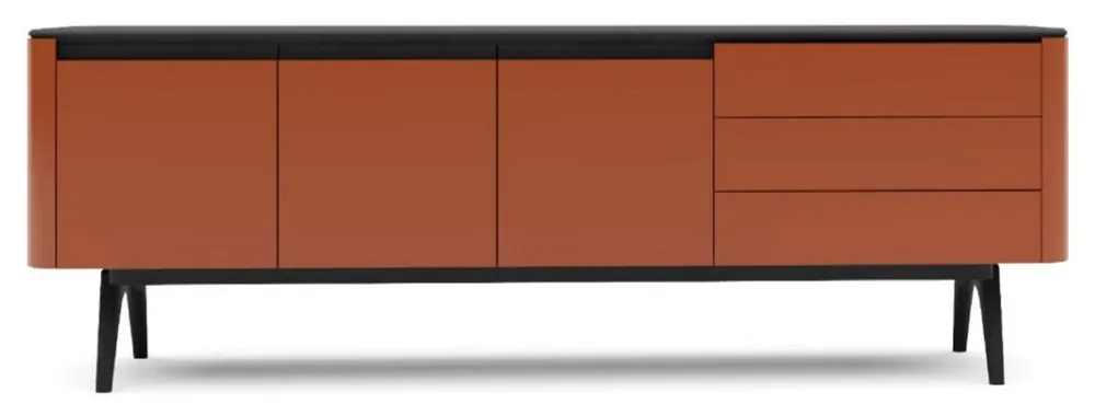 Online Kaufen Casa Padrino Luxus Sideboard Orangebraun / Schwarz 220 x 48 x H. 80 cm - Moderner Massivholz Wohnzimmer Schrank - Luxus Wohnzimmer Möbel