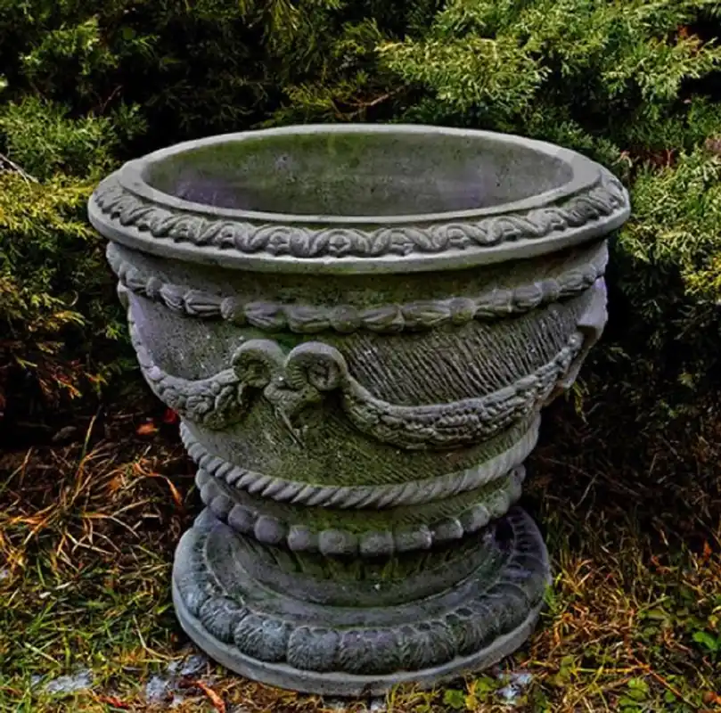 Wochenendangebot Casa Padrino Barock Blumentopf Grau Ø 41 x H. 38 cm - Runder Pflanzentopf im Barockstil - Barock Garten & Terrassen Deko