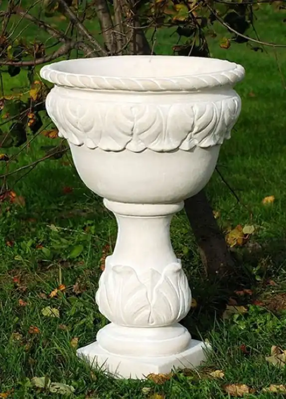 Casa Padrino Barock Blumentopf Weiß Ø 53 x H. 80 cm - Runder Pflanzentopf im Barockstil - Barock Garten & Terrassen Deko Echt