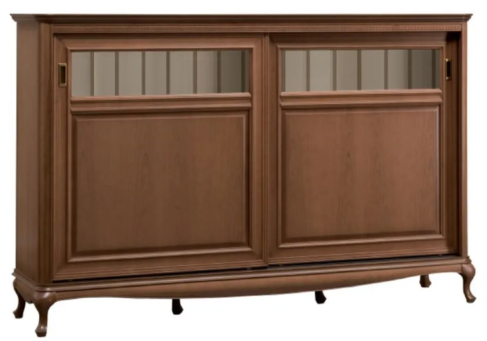 Begrenztes Angebot Casa Padrino Luxus Jugendstil Sideboard Braun / Cremefarben 191,7 x 45,6 x H. 122,3 cm - Massivholz Schrank mit 2 Schiebetüren - Wohnzimmerschrank - Büroschrank - Barock & Jugendstil Möbel