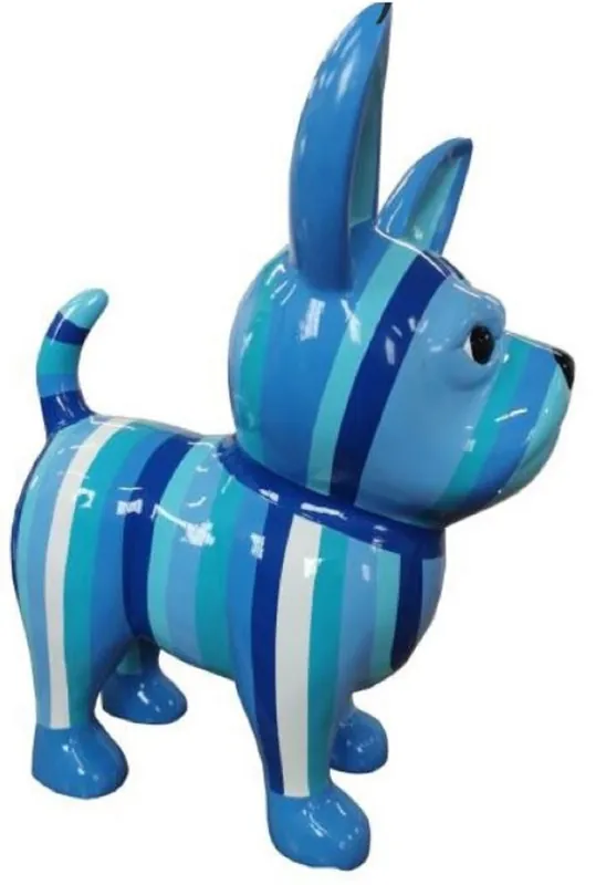 Mega-Angebot Casa Padrino Designer Dekofigur Chihuahua Hund Blau / Weiß H. 55 cm - Wetterbeständige Deko Skulptur - Wohnzimmer Deko - Garten Deko - Designer Deko Tierfigur