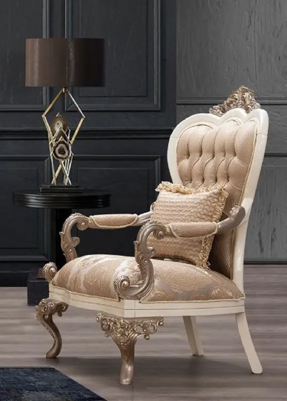 Markenprodukt Casa Padrino Luxus Barock Sessel Braun / Silber / Weiß / Braun / Gold 89 x 94 x H. 122 cm - Prunkvoller handgefertigter Wohnzimmer Sessel mit dekorativem Kissen - Barock Wohnzimmer Möbel