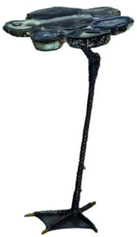 Casa Padrino Luxus Beistelltisch Schwarz 30 x 39,5 x H. 41,5 cm - Moderner Tisch mit Achat Edelstein Tischplatte und Metall Tischbein im Entenfuß Design - Luxus Wohnzimmer Möbel Angebot