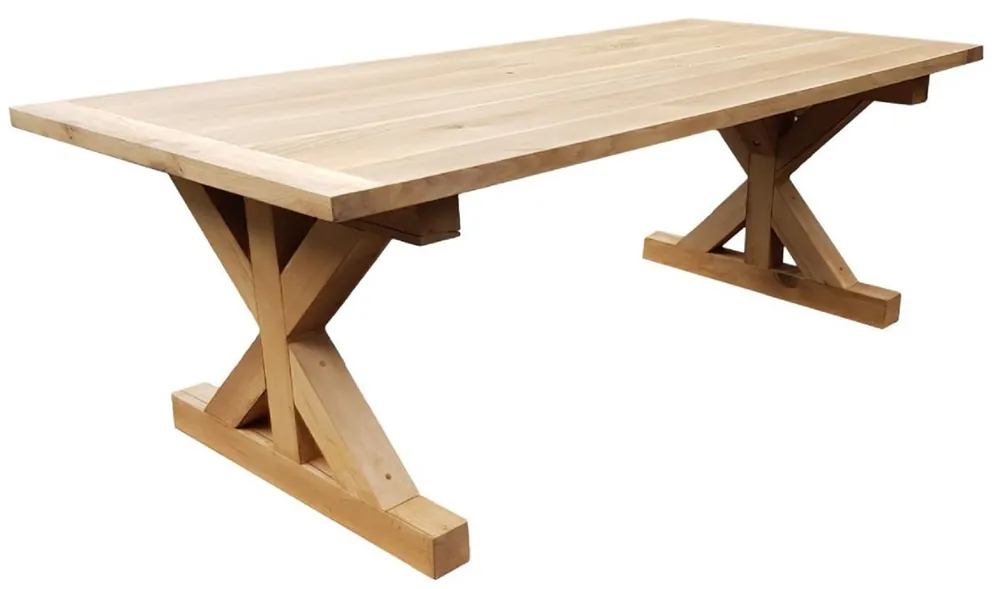 Casa Padrino Landhausstil Eichenholz Esstisch Naturfarben - Verschiedene Größen - Massivholz Küchentisch - Rustikale Esszimmer Möbel Neue Kollektion