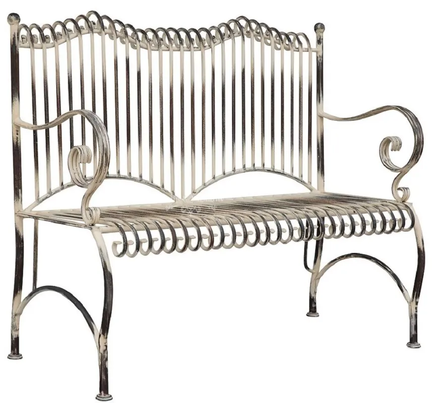 Neu Im Sortiment Casa Padrino Jugendstil Gartenbank Antik Beige 125 x 55 x H. 115 cm - Handgefertigte Schmiedeeisen Bank - Sitzbank mit Armlehnen - Barock & Jugendstil Garten Möbel
