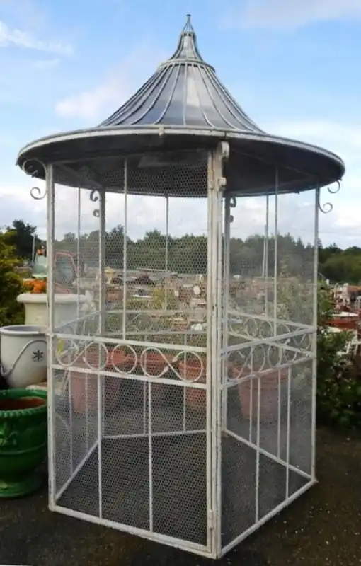 Aktuell Casa Padrino Jugendstil Garten Vogelhaus Grau / Silber Ø 160 x H. 300 cm - Nostalgische Garten Möbel
