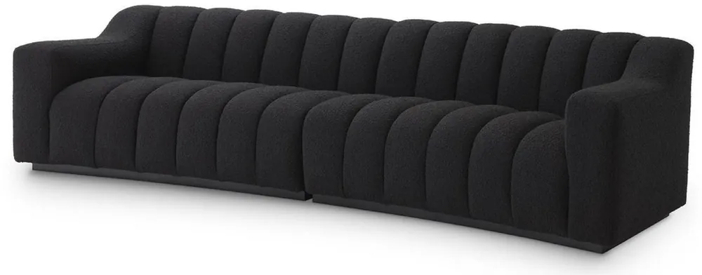 Preiswert Casa Padrino Luxus Sofa Schwarz 300 x 100 x H. 78,5 cm - Leicht gebogenes Wohnzimmer Sofa - Hotel Sofa - Luxus Qualität