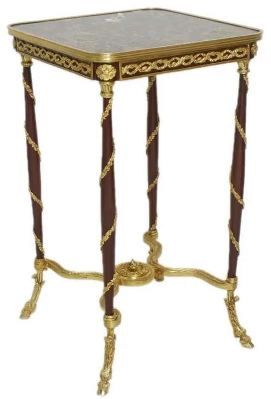 Schnäppchen Casa Padrino Barock Beistelltisch Braun / Gold / Schwarz 45 x 45 x H. 78 cm - Handgefertigter Massivholz Tisch im Barockstil - Barock Wohnzimmer Möbel