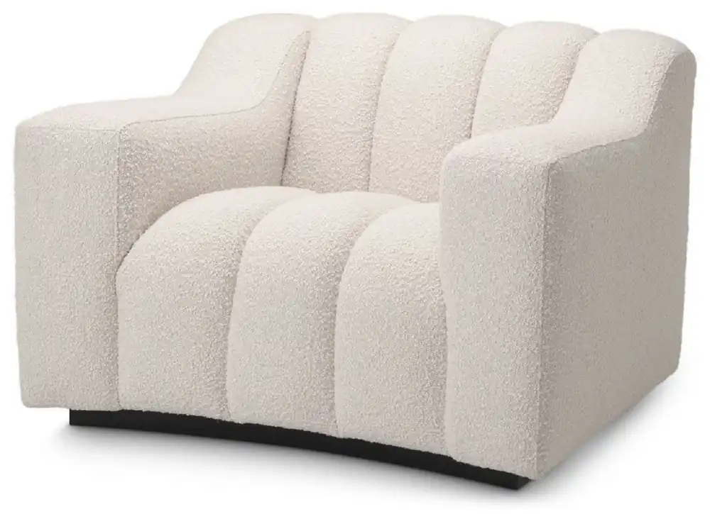 Expressversand Casa Padrino Luxus Sessel Creme / Schwarz 107 x 96 x H. 78,5 cm - Leicht gebogener Wohnzimmer Sessel - Hotel Sessel - Luxus Qualität