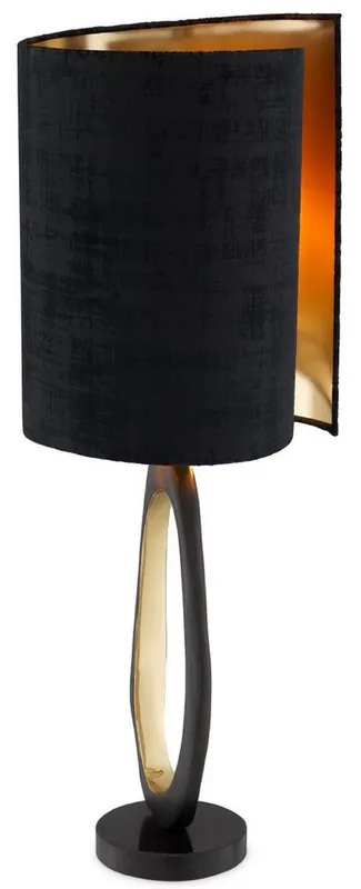Casa Padrino Luxus Tischleuchte Schwarz / Messingfarben / Gold Ø 32 x H. 85 cm - Moderne Schreibtischleuchte mit Granitsockel - Luxus Leuchten Billig