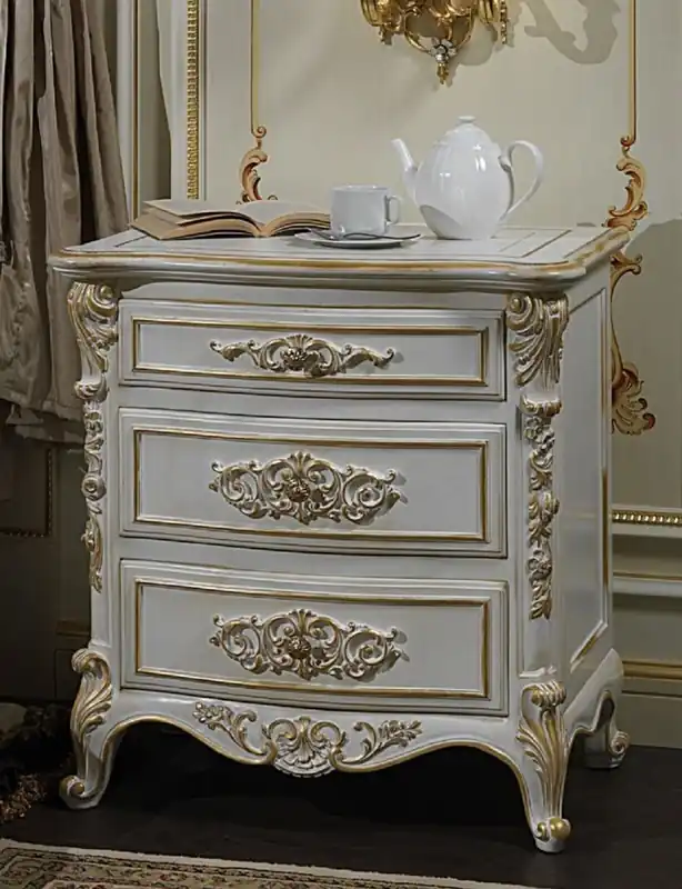 Sonderaktion Casa Padrino Luxus Barock Nachtkommode Weiß / Gold 56 x 39 x H. 72 cm - Prunkvoller Barock Nachttisch - Schlafzimmer Möbel - Hotel Möbel - Schloss Möbel - Luxus Qualität - Made in Italy