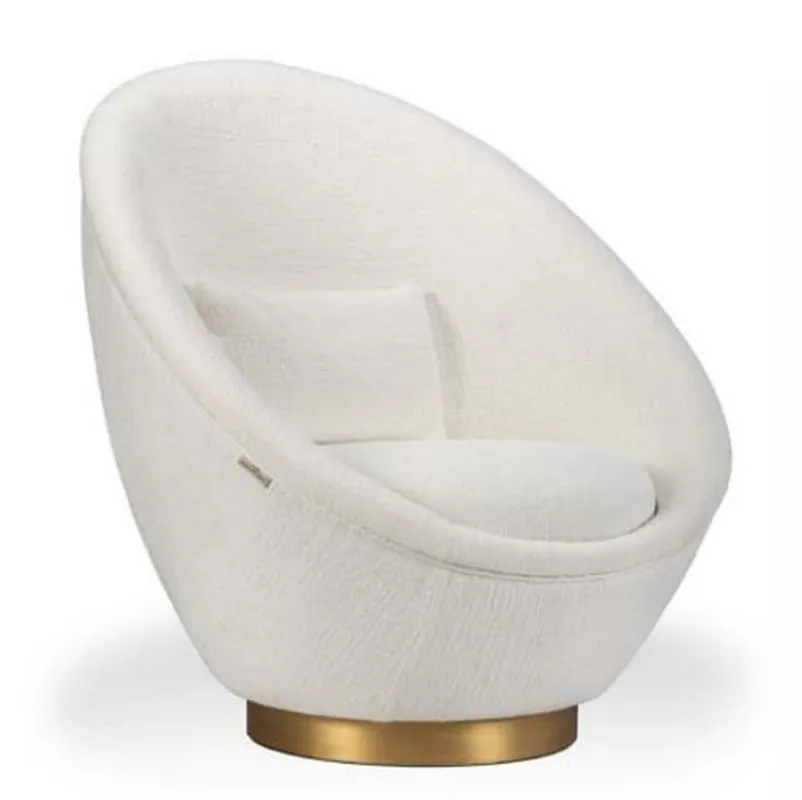 Saisonangebot Casa Padrino Designer Lounge Sessel Weiß / Messingfarben 85 x 90 x H. 95 cm - Wohnzimmer Sessel - Hotel Sessel - Luxus Qualität