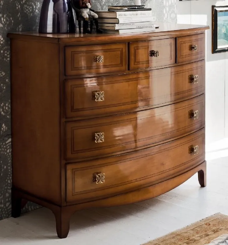 Casa Padrino Luxus Jugendstil Kommode Braun 124 x 58 x H. 106 cm - Massivholz Schrank mit 6 Schubladen - Barock & Jugendstil Möbel Jetzt Kaufen