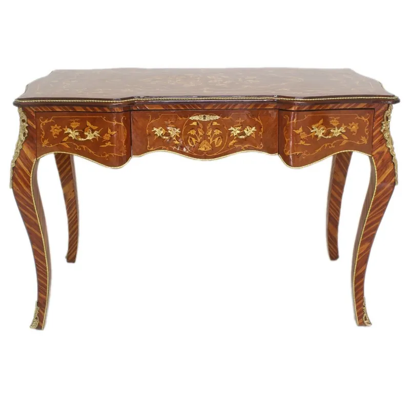 Top-Preis Casa Padrino Barock Sekretär Mahagoni Intarsien / Gold 120 cm - Handgefertigter Antik Stil Scheibtisch - Barock Büro Möbel