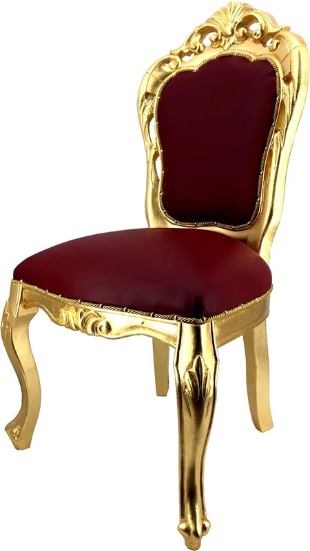 Sichere Zahlung Casa Padrino Luxus Barock Esszimmer Stuhl Bordeaux Rot Lederoptik / Gold - Designer Barock Stuhl - Luxus Qualität