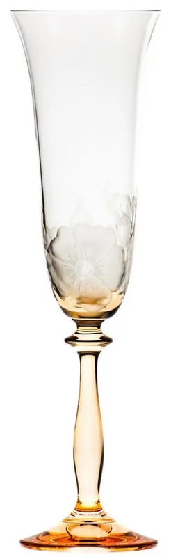Günstig Casa Padrino Luxus Barock Champagnerglas 6er Set Orange Ø 7 x H. 24,5 cm - Handgefertigte und handgravierte Champagnergläser mit Blumen Design - Hotel & Restaurant Accessoires