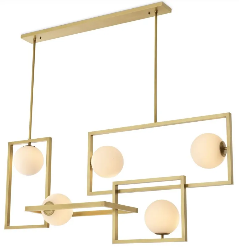 Nur Heute Casa Padrino Luxus Art Deco Kronleuchter Antik Messingfarben / Weiß Ø 160 x 38 x H. 70,5 cm - Wohnzimmer Kronleuchter - Hotel Kronleuchter - Luxus Qualität