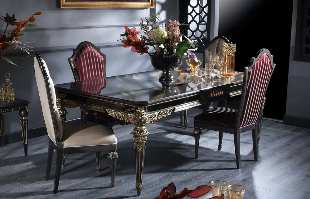 Casa Padrino Luxus Barock Esszimmer Set - 1 Esstisch & 6 Esszimmerstühle - Handgefertigte Esszimmer Möbel im Barockstil Online Kaufen