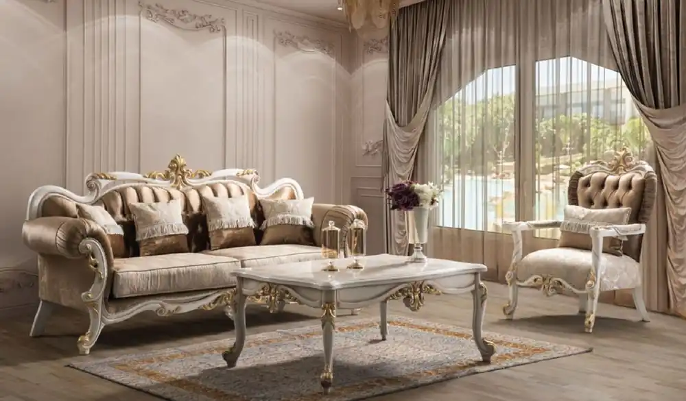 Casa Padrino Luxus Barock Wohnzimmer Set Braun / Silber / Weiß / Gold - 2 Sofas & 2 Sessel & 1 Couchtisch - Handgefertigte Wohnzimmer Möbel im Barockstil - Edel & Prunkvoll Heißes Angebot
