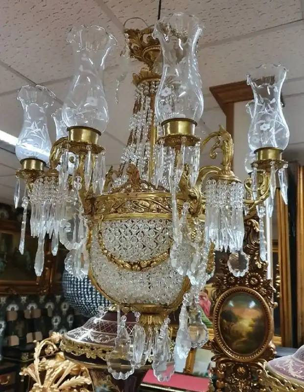 Casa Padrino Luxus Barock Kristall Kronleuchter Gold Ø 90 x H. 100 cm - Prunkvoller Kronleuchter im Barockstil - Barock Kristall Leuchten Preisknaller
