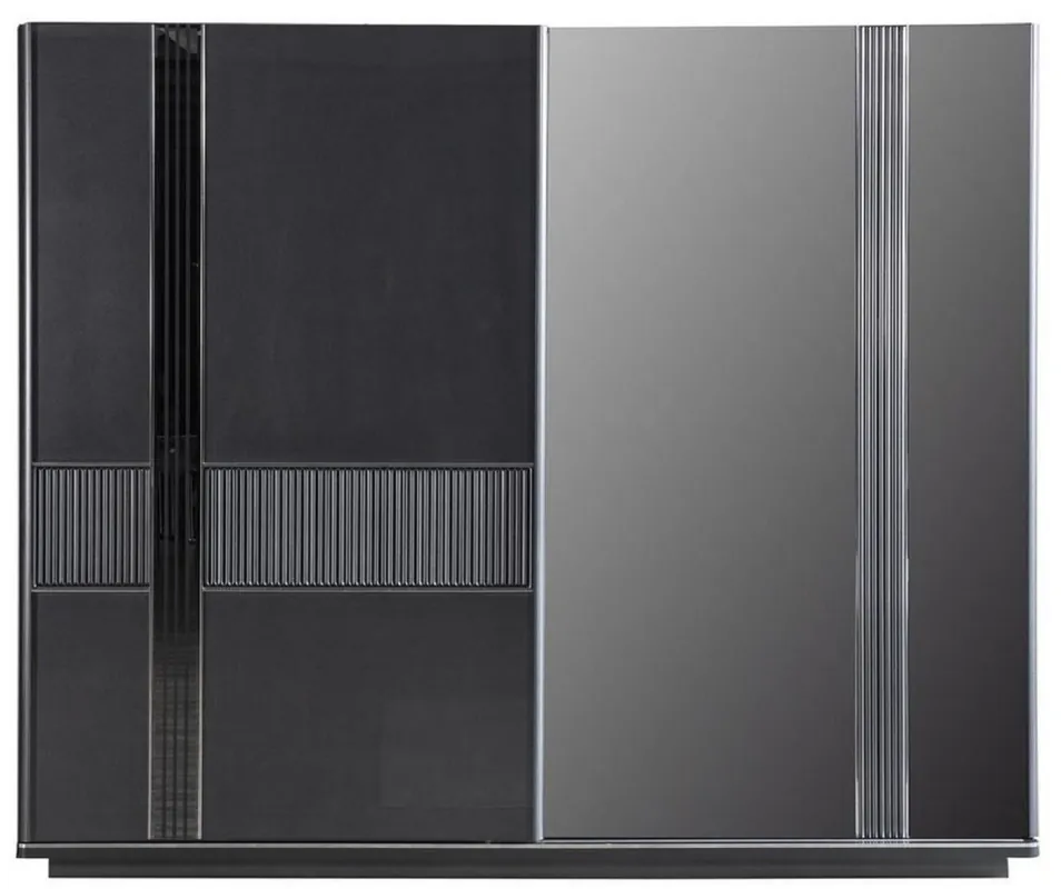 Bestpreis Casa Padrino Luxus Schlafzimmerschrank Grau / Schwarz / Silber 260 x 72 x H. 218 cm - Edler Massivholz Kleiderschrank mit 2 Schiebetüren - Luxus Schlafzimmer Möbel