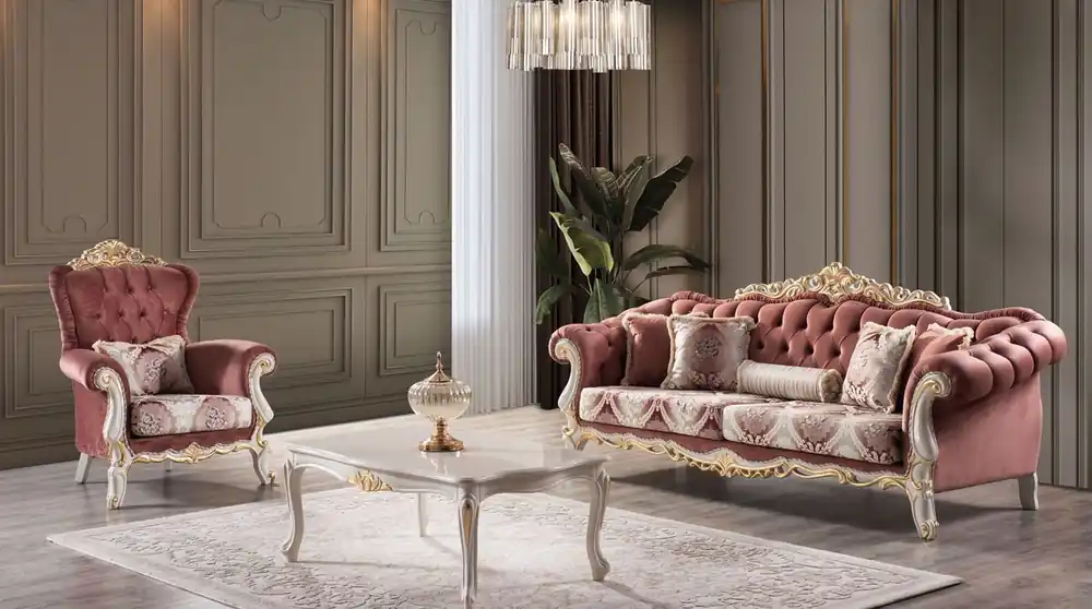 Sonderangebot Casa Padrino Luxus Barock Wohnzimmer Set Rot / Weiß / Gold - 2 Sofas & 2 Sessel & 1 Couchtisch - Prunkvolle Barock Wohnzimmer Möbel