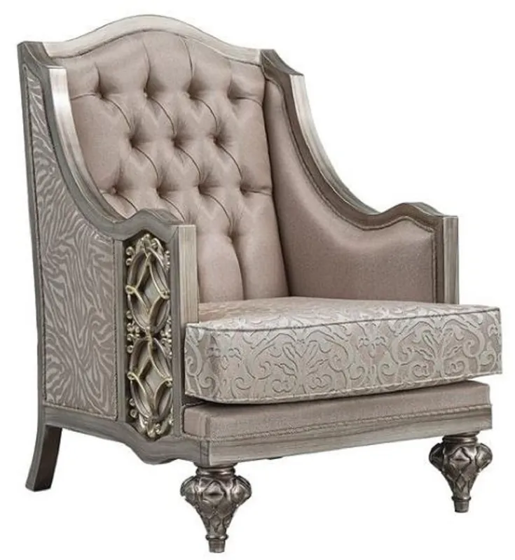Zertifiziert Casa Padrino Luxus Barock Sessel Rosa / Silber - Handgefertigter Barockstil Sessel mit elegantem Muster und dekorativem Kissen - Prunkvolle Barock Wohnzimmer Möbel