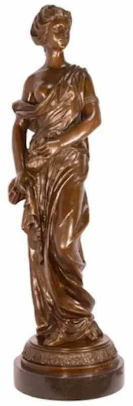 Rabatt Casa Padrino Luxus Jugendstil Bronze Skulptur Dame Bronzefarben / Schwarz 26,4 x 24,8 x H. 85,6 cm - Elegante Bronzefigur mit Marmorsockel - Barock & Jugendstil Deko Accessoires