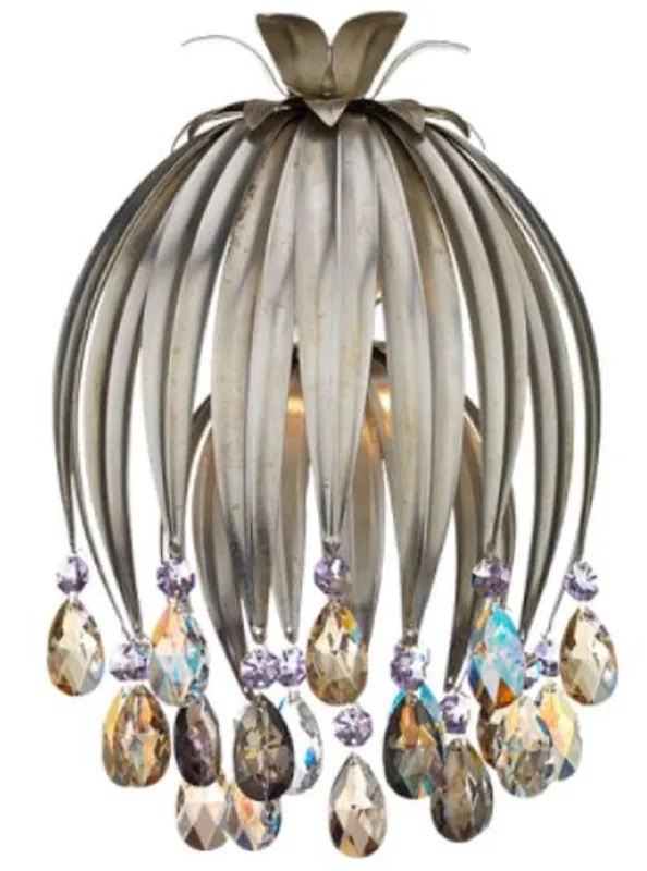 Letzte Chance Casa Padrino Luxus Metall Wandleuchte mit Swarovski Kristallglas Silber / Mehrfarbig 20 x 11 x H. 31 cm - Wohnzimmer Wandleuchte - Hotel Wandleuchte - Luxus Kollektion