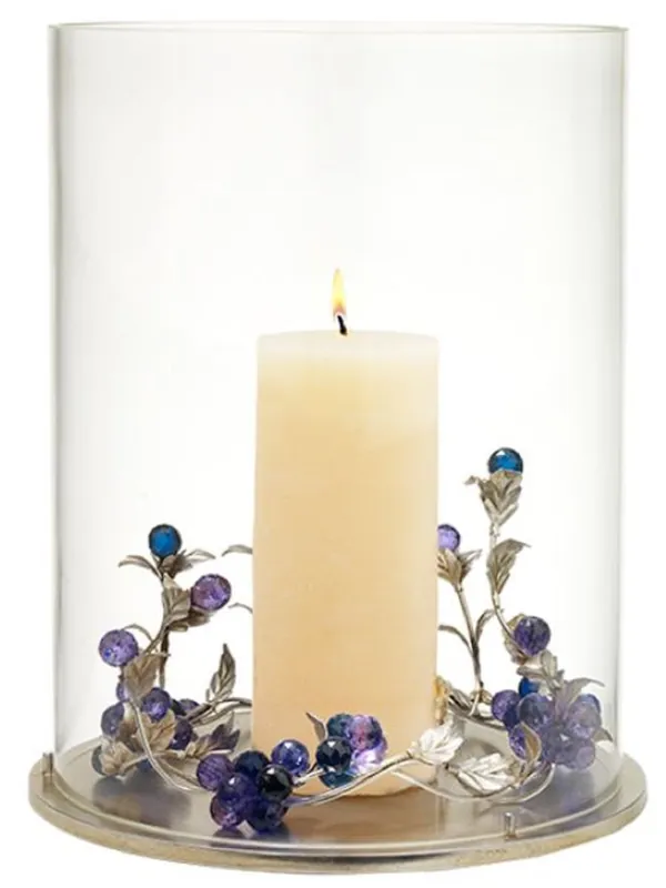 Casa Padrino Luxus Kerzenleuchter mit Swarovski Kristallglas Silber / Mehrfarbig Ø 34 x H. 42 cm - Luxus Wohnzimmer Deko Accessoires Heißes Angebot