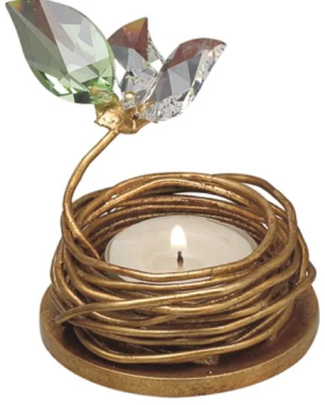 Günstig Casa Padrino Luxus Teelichthalter mit Swarovski Kristallglas Gold / Mehrfarbig Ø 7 x H. 5 cm - Luxus Wohnzimmer Deko Accessoires