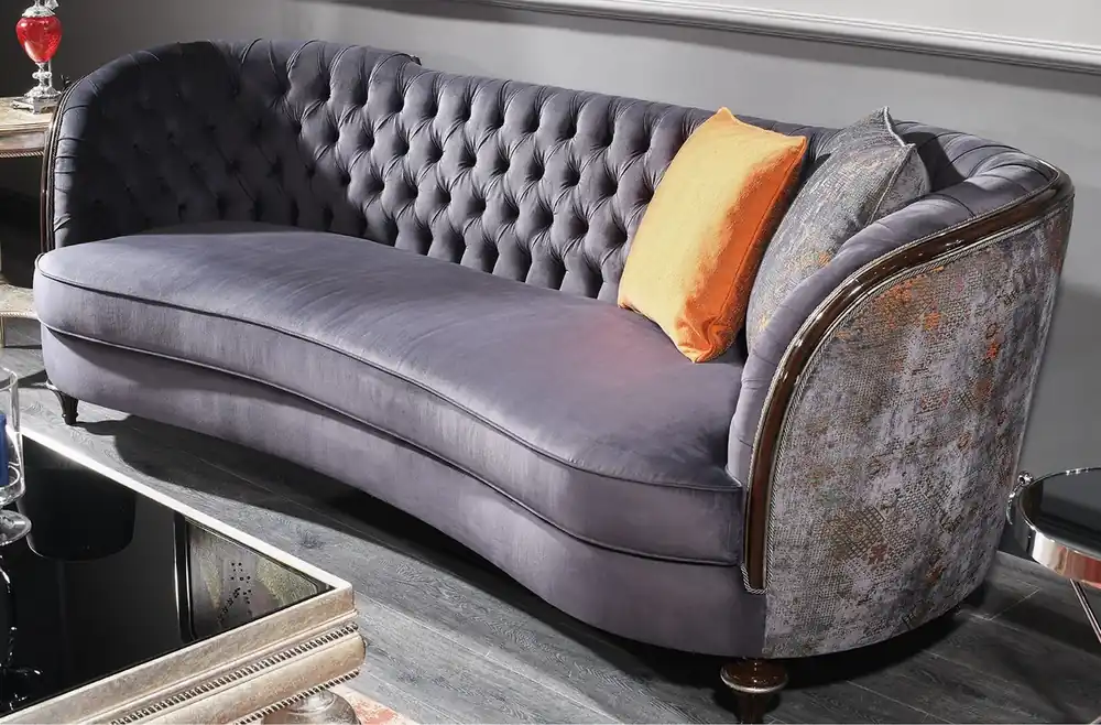 Casa Padrino Luxus Barock Sofa Lila / Braun / Silber - Handgefertigtes Wohnzimmer Sofa - Barock Wohnzimmer Möbel Knallerangebot