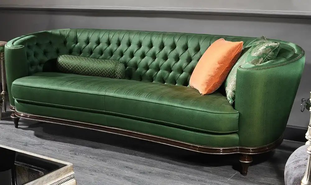 Casa Padrino Luxus Barock Sofa Grün / Braun / Silber - Handgefertigtes Wohnzimmer Sofa - Barock Wohnzimmer Möbel Preisknaller