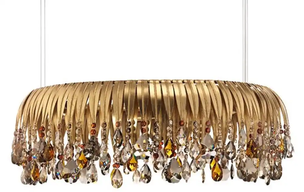 Schneller Versand Casa Padrino Luxus Kronleuchter Gold / Mehrfarbig Ø 75 x H. 27 cm - Runder Metall Kronleuchter mit Swarovski Kristallglas - Luxus Qualität