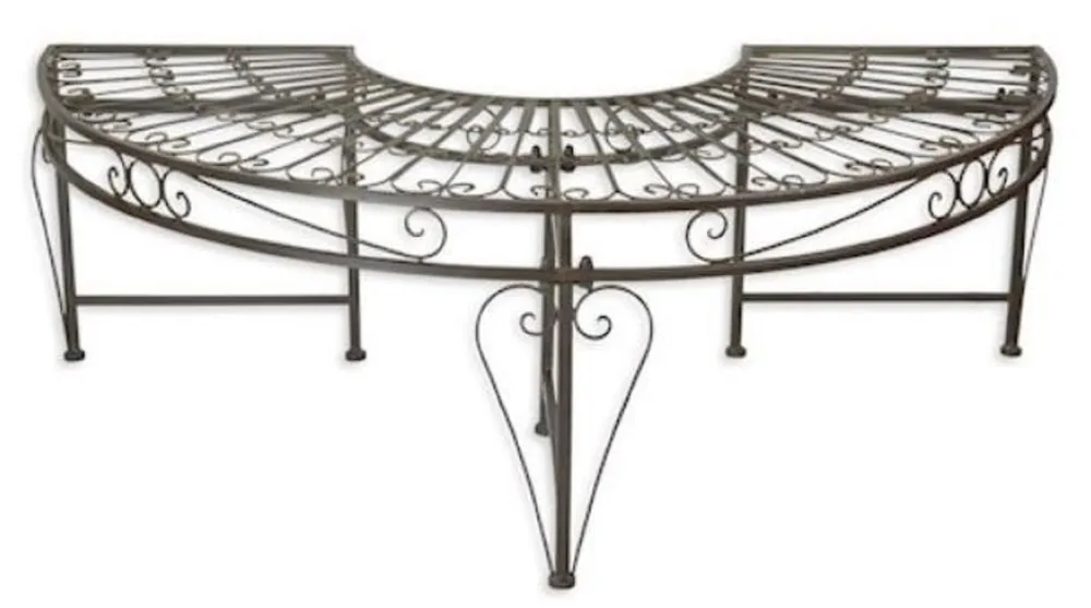 Top-Preis Casa Padrino Jugendstil Gartenbank Braun 135 x 67 x H. 45,5 cm - Halbrunde Garten Sitzbank - Metall Baumbank - Barock & Jugendstil Garten Möbel