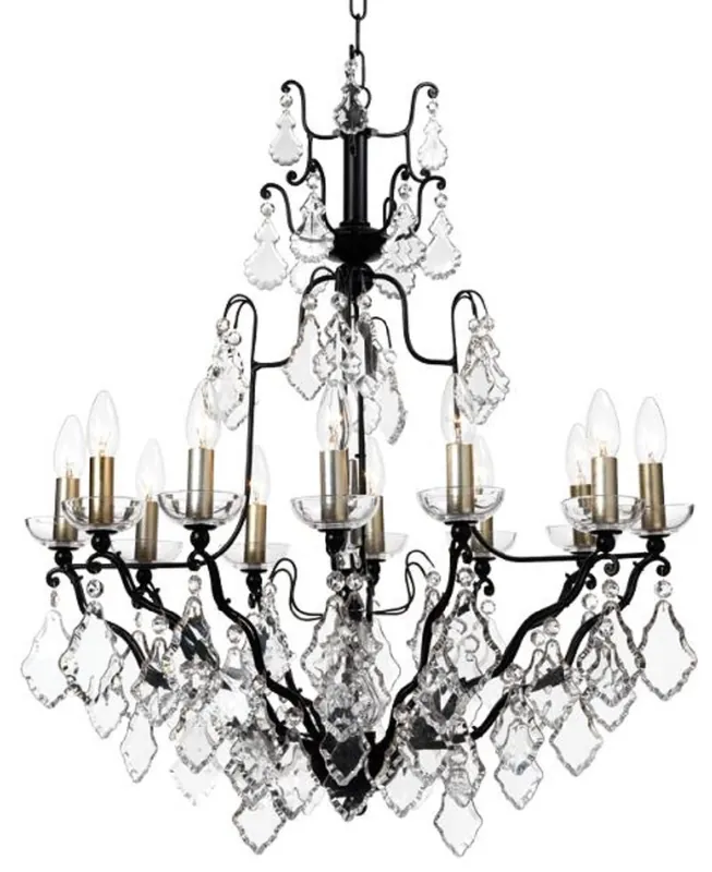 Casa Padrino Luxus Barock Kristall Kronleuchter Schwarz 70 x 58 x H. 85 cm - Barock & Jugendstil Wohnzimmer Kronleuchter Jetzt Kaufen