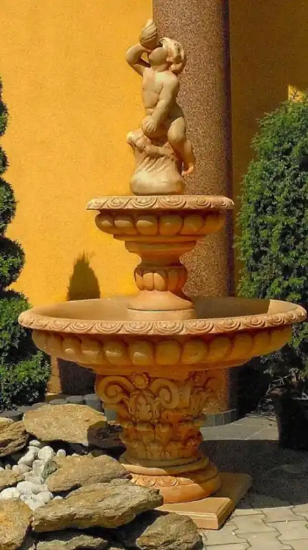 Casa Padrino Barock Springbrunnen Beige Ø 114 x H. 185 cm - Prunkvoller Gartenbrunnen - Gartendeko Brunnen - Barock Garten Deko Accessoires Nur Heute