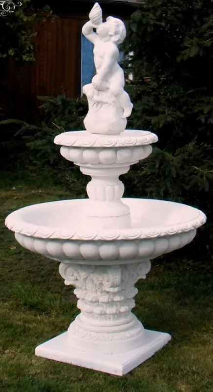 Must-Have Casa Padrino Barock Springbrunnen Weiß Ø 114 x H. 185 cm - Prunkvoller Gartenbrunnen - Gartendeko Brunnen - Barock Garten Deko Accessoires