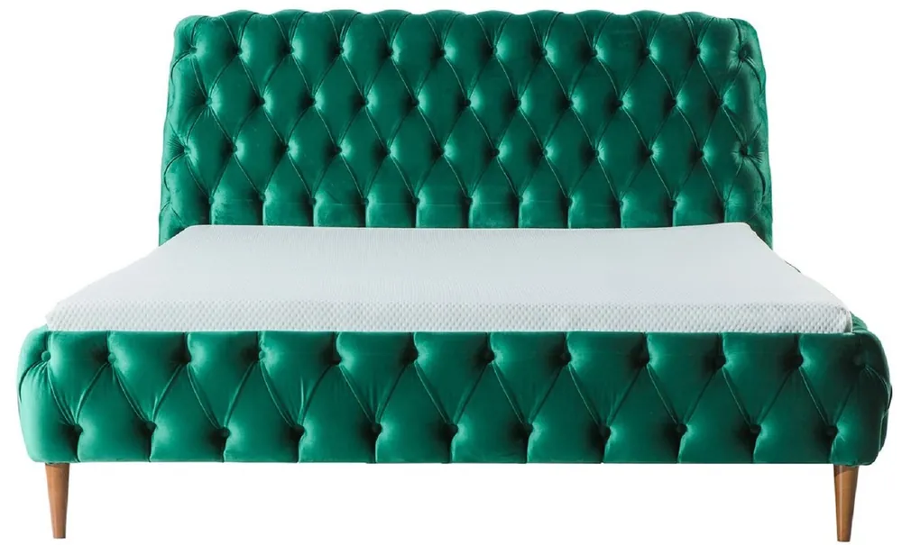 Casa Padrino Luxus Chesterfield Doppelbett Grün / Braun - Verschiedene Größen - Modernes Bett mit Matratze - Schlafzimmer Möbel Direktkauf
