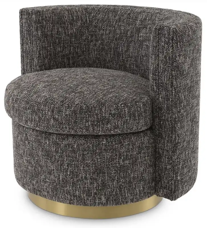Neu Casa Padrino Luxus Drehsessel Schwarz / Matt Gold 80 x 73 x H. 71,5 cm - Gepolsteter Wohnzimmer Sessel - Luxus Möbel