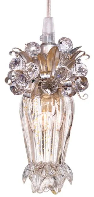 Casa Padrino Luxus LED Kronleuchter Silber / Gold Ø 10 x H. 19 cm - Moderner Glas Kronleuchter mit Swarovski Kristallglas - Luxus Qualität Sofort Bestellen