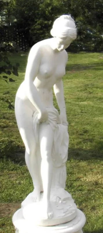 Markenprodukt Casa Padrino Jugendstil Gartendeko Skulptur Weiß H. 120 cm - Garten Deko Figur - Garten & Terrassen Deko Accessoires