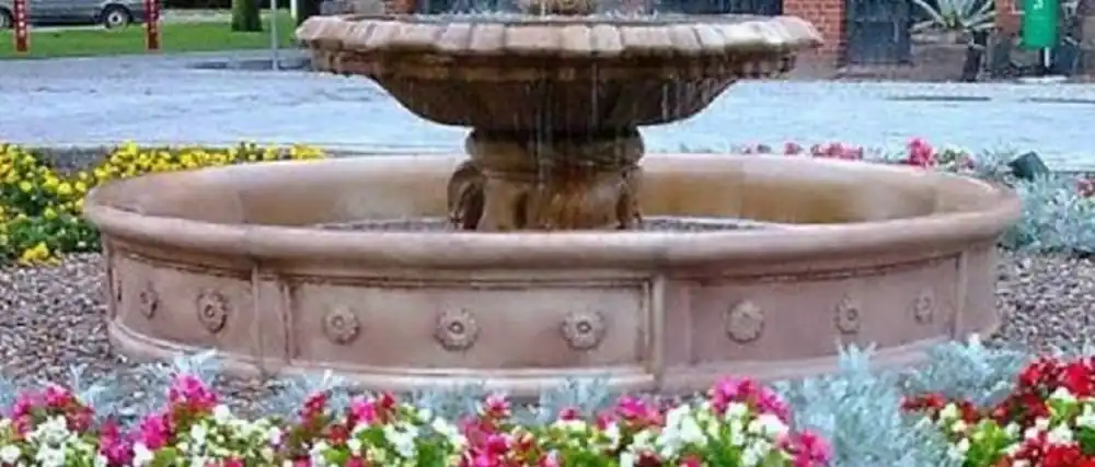 Preis Gesenkt Casa Padrino Barock Springbrunnen Umrandung Braun Ø 265 x H. 40 cm - Runde Gartenbrunnen Umrandung - Brunnen Umrandung - Prunkvolle Gartendeko im Barockstil