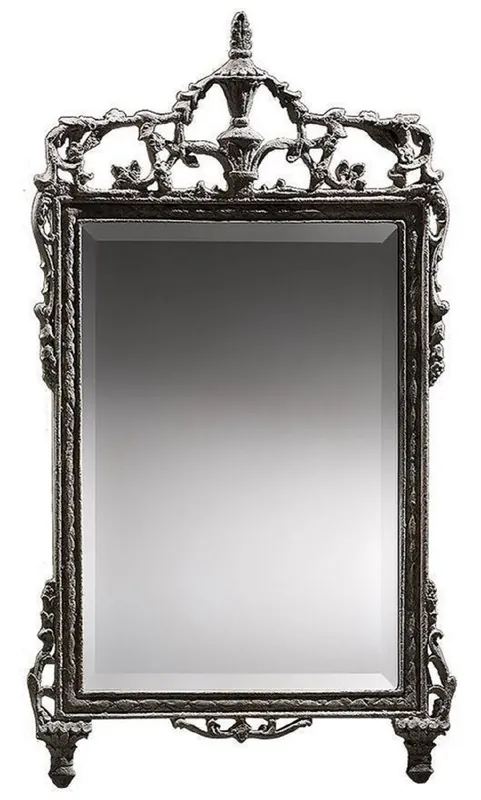 Casa Padrino Barock Spiegel Grau - Prunkvoller handgefertigter Wandspiegel im Barockstil - Antik Stil Garderoben Spiegel - Wohnzimmer Spiegel - Barock Deko Accessoires Neu
