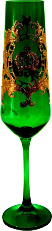 Pompöös by Casa Padrino Luxus Champagnerglas mit 24 Karat Vergoldung Dunkelgrün / Gold Ø 6 x H. 25 cm - Pompööses Champagnerglas designed by Harald Glööckler Sale