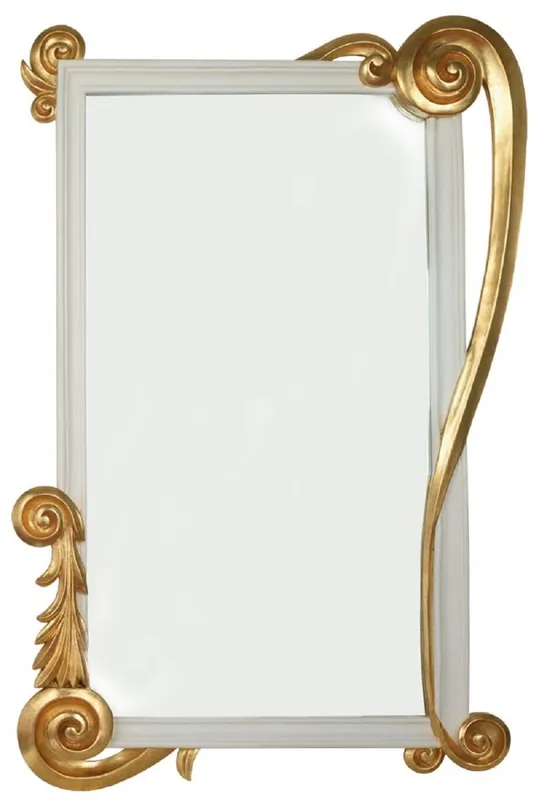 Casa Padrino Luxus Barock Spiegel Gold / Weiß - Handgefertigter Massivholz Wandspiegel im Barockstil - Barock Möbel - Luxus Qualität - Made in Italy Geprüft