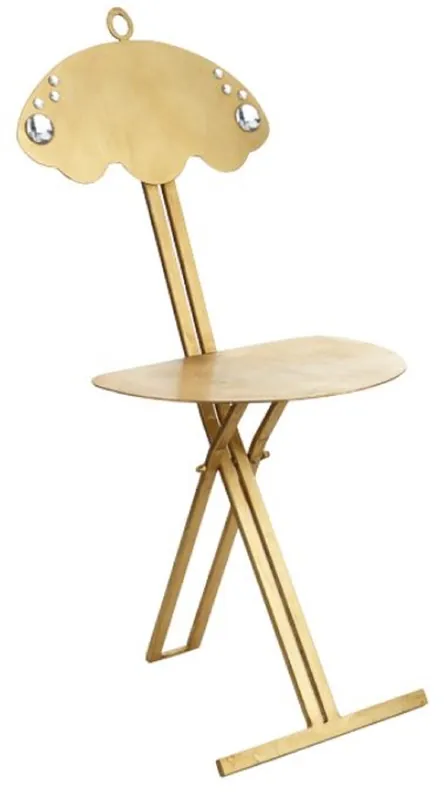 Casa Padrino Luxus Klappstuhl Gold 42 x 32 x H. 88 cm - Metall Stuhl mit Swarovski Kristallglas - Luxus Möbel Solange Der Vorrat Reicht