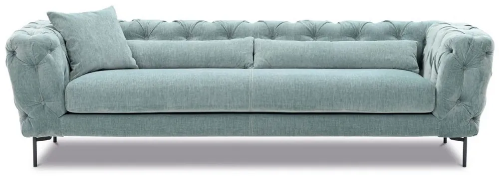 Sale Casa Padrino Luxus Chesterfield 3er Sofa Türkis / Schwarz 258 x 99 x H. 83 cm - Wohnzimmer Sofa - Hotel Sofa - Wohnzimmer Möbel - Chesterfield Möbel - Luxus Möbel - Luxus Einrichtung
